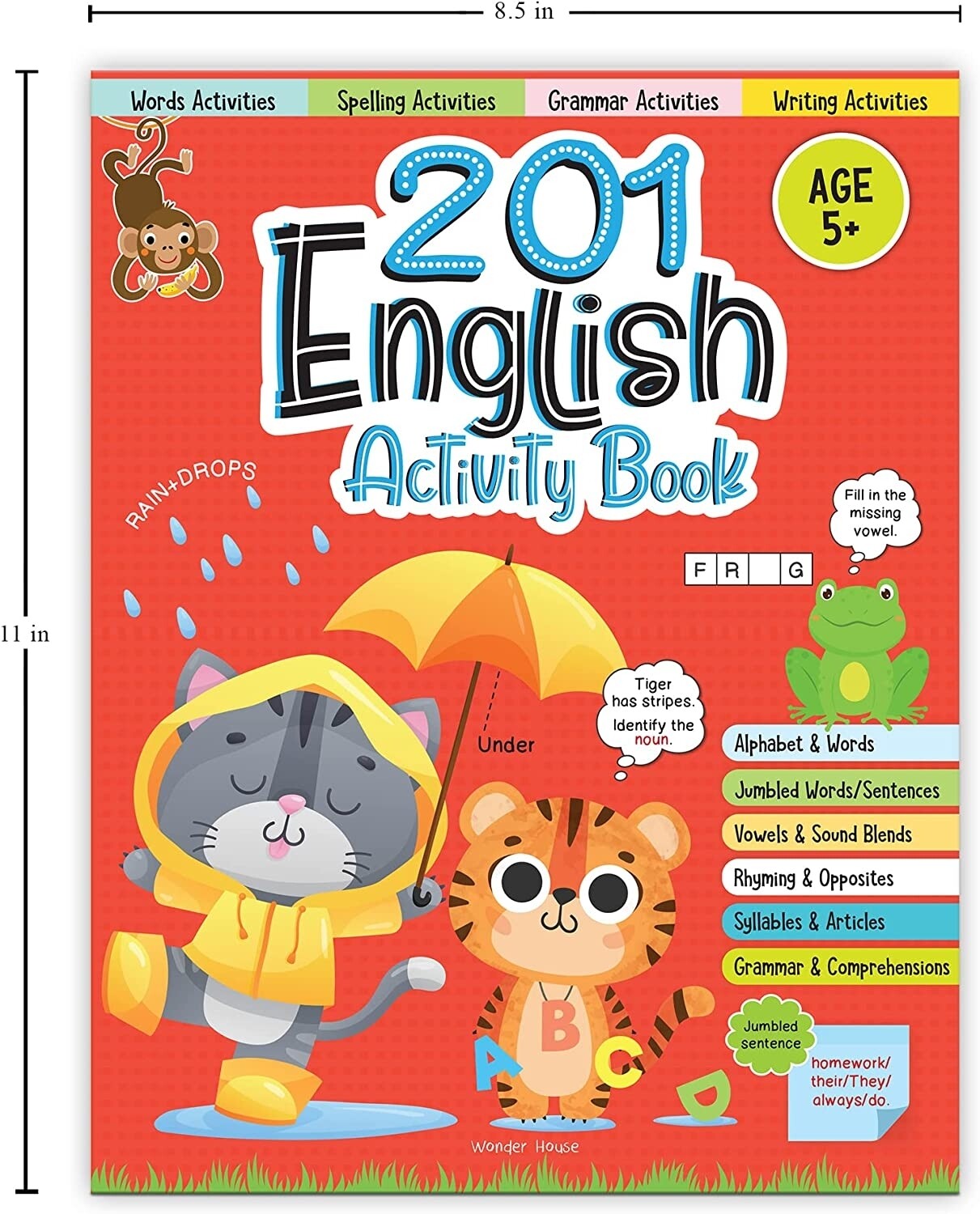 201 English Activity Book - Fun Activities and Grammar Exercises For Children: Alphabet &amp; Words, Rhy