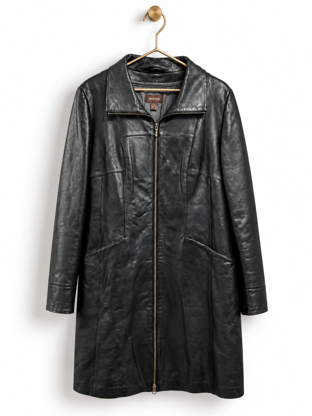 Vintage Danier Black Leather Long Coat | Women's L