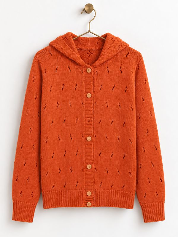 Hooded Pointelle Knit Cardigan