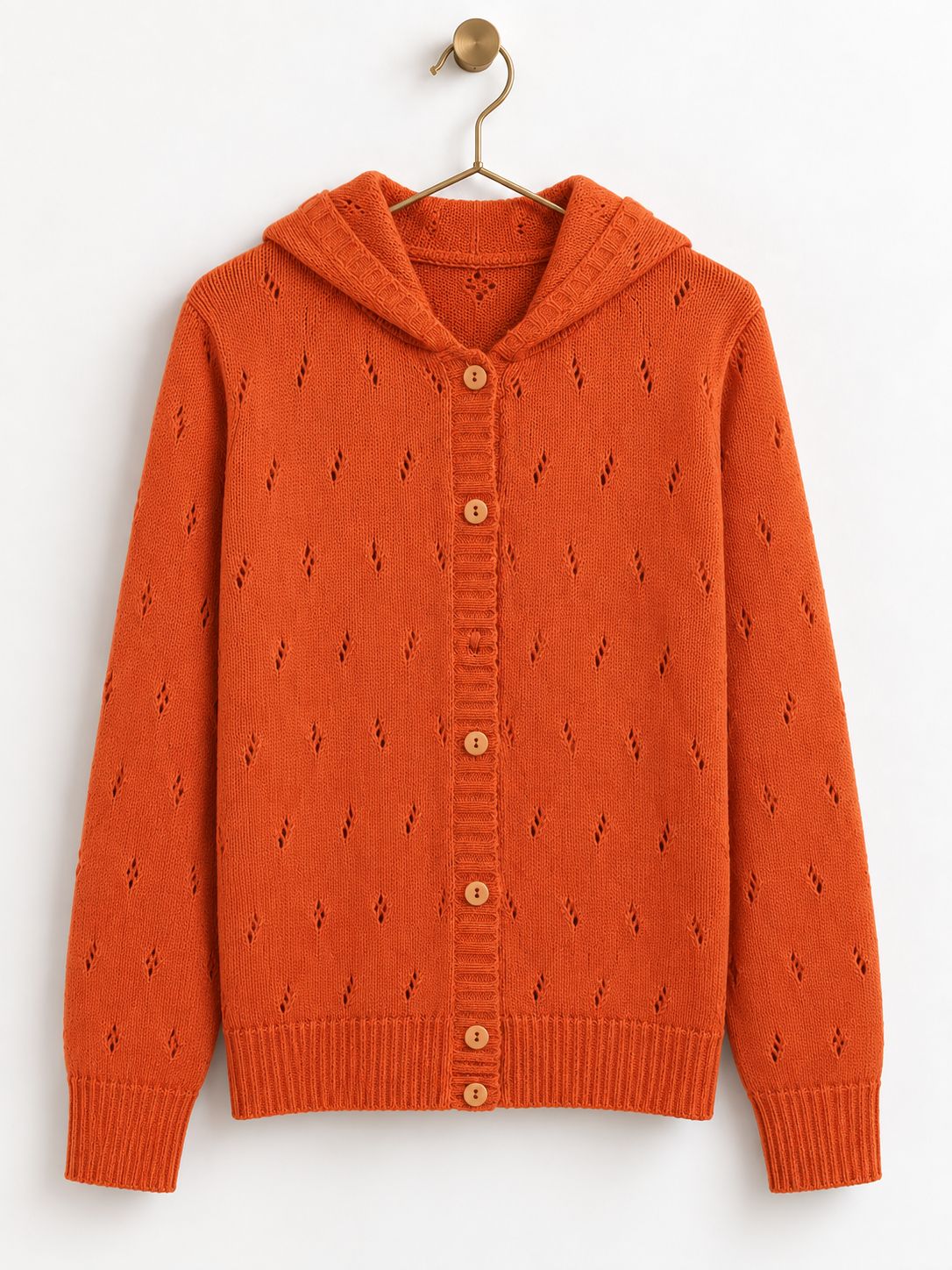 Hooded Pointelle Knit Cardigan