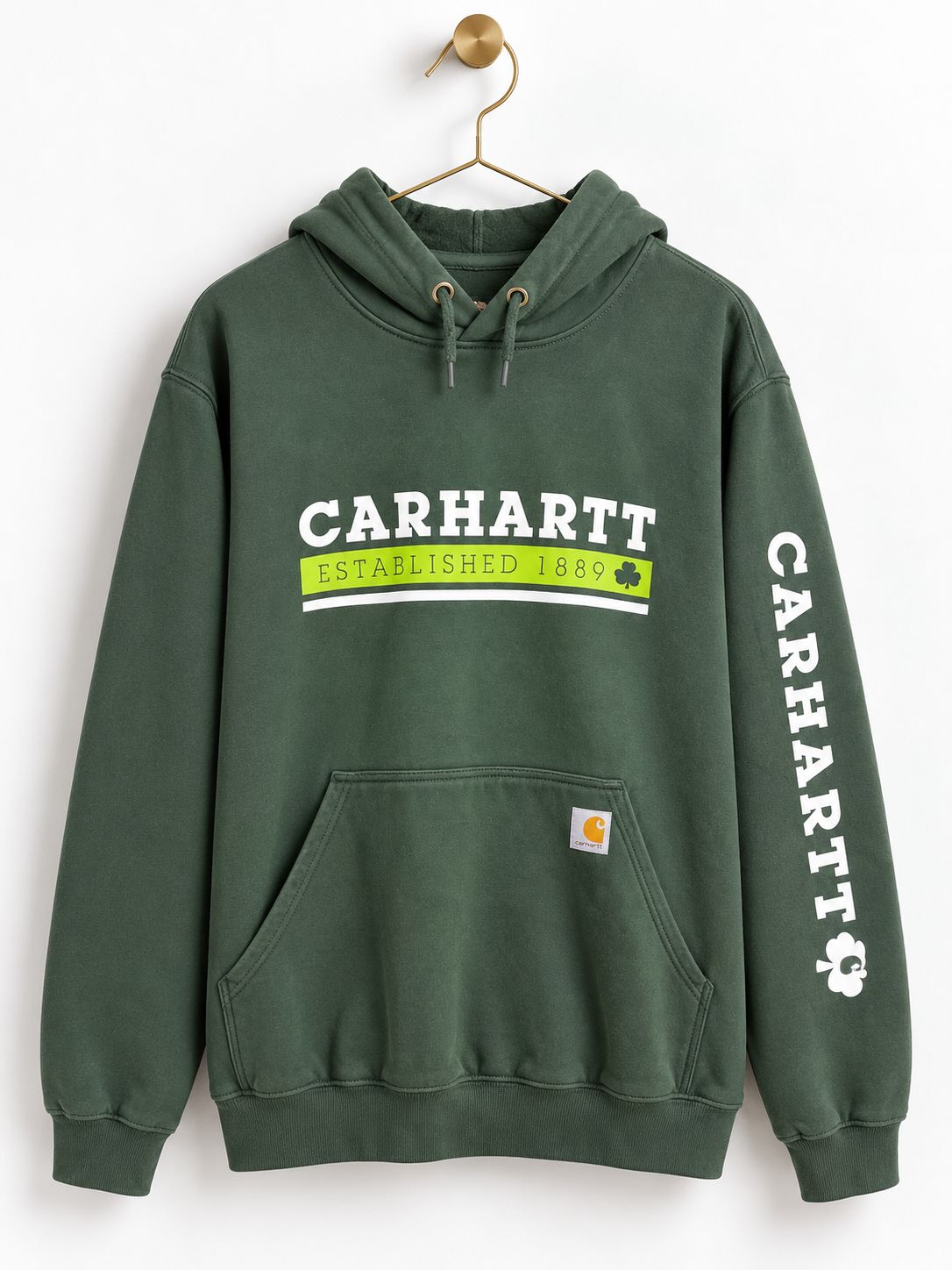 Carhartt Shamrock Logo Hoodie, Forest Green, Size L