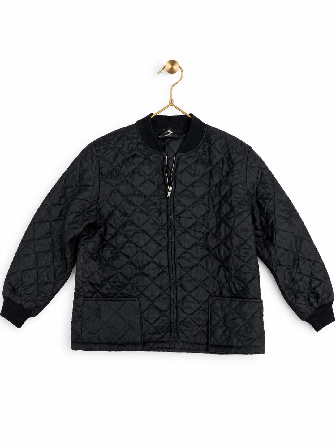 Vintage Diamond Quilted Zip Jacket, Black Men's Medium
