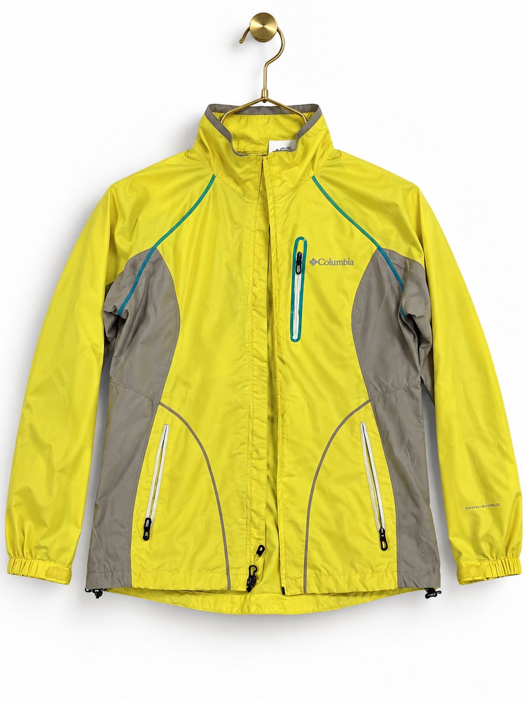 Women's Columbia Colour Block Trail Jacket, Lemon Lime and Taupe, Size L