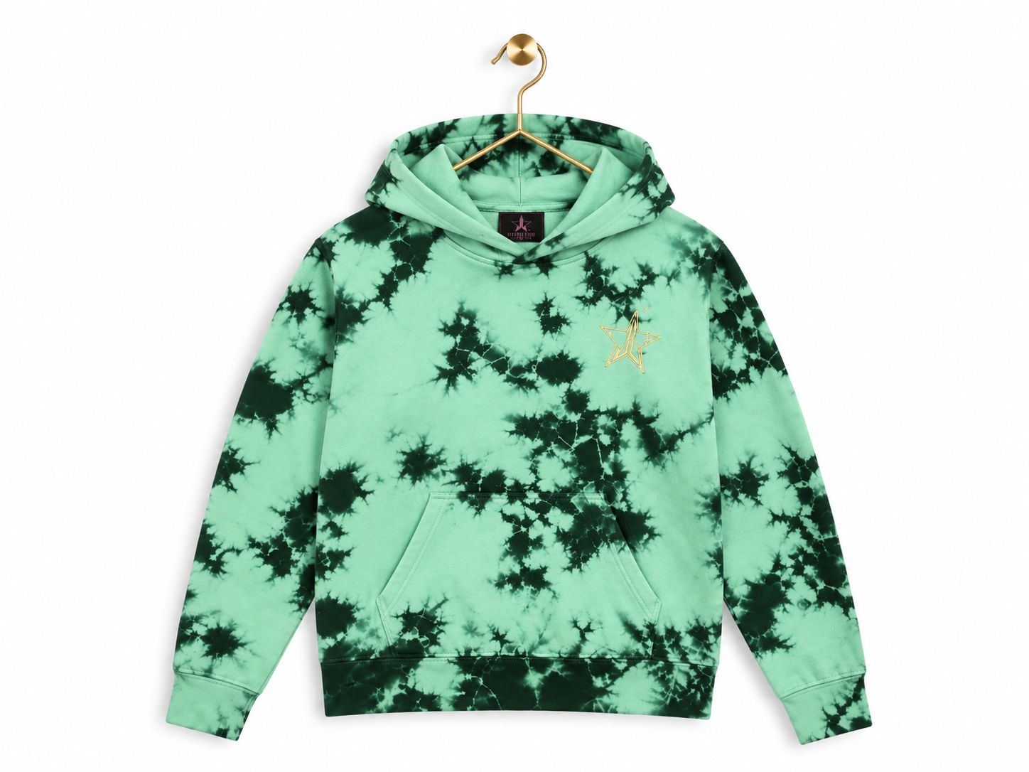 Jeffree Star Cosmetics Tie Dye Star Hoodie, Mint and Forest Green, Women's Size L