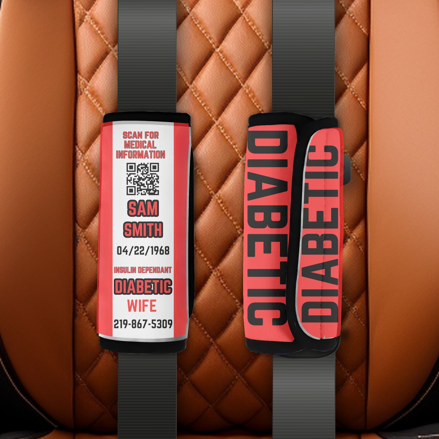 EMERGENCY INFO SEATBELT COVER WITH QR CODE