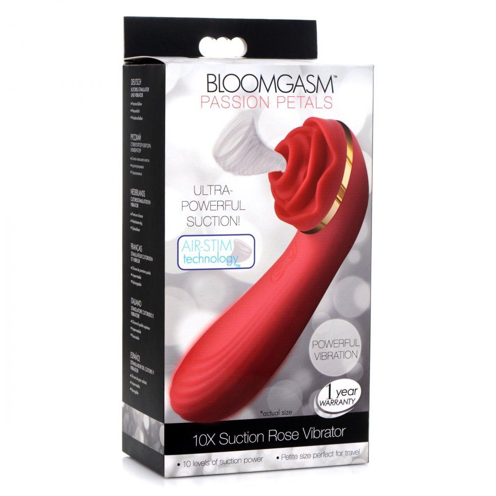 Inmi Bloomgasm Passion Petals 10X Silicone Suction Rose Vibrator Red