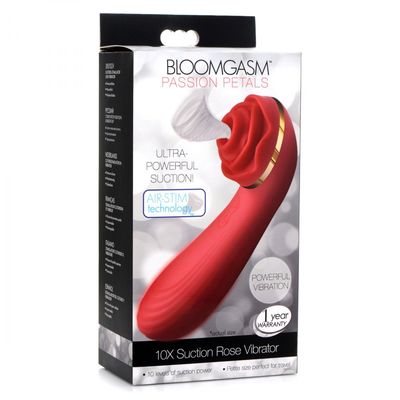 Inmi Bloomgasm Passion Petals 10X Silicone Suction Rose Vibrator Red