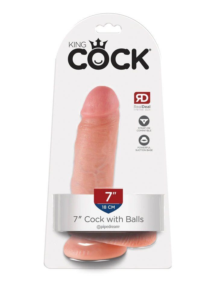 King Cock 7" Cock W/ Balls - Light
