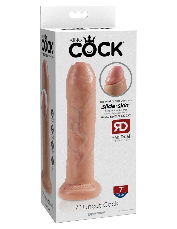 King Cock 7" Uncut Cock - Tan