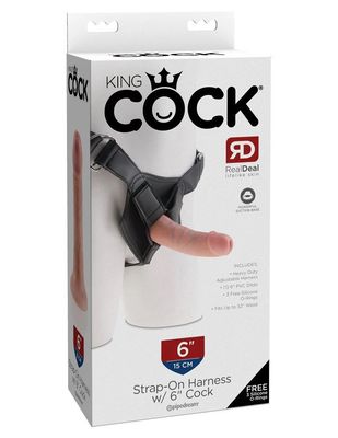 King Cock Strap On Harness W/ 6" Cock - Light