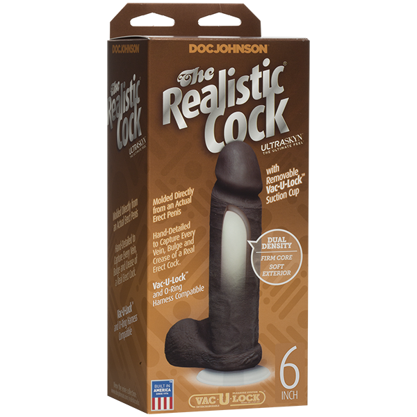 Realistic Cock Ultraskyn Black 6in