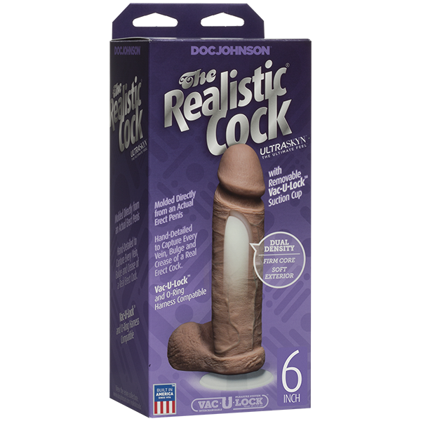 Realistic Cock Ultraskyn Brown 6in