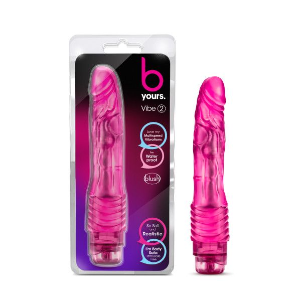 B Yours By Blush | Vibe #2 Realistic Pink 9-Inch Long Vibrating Dildo
