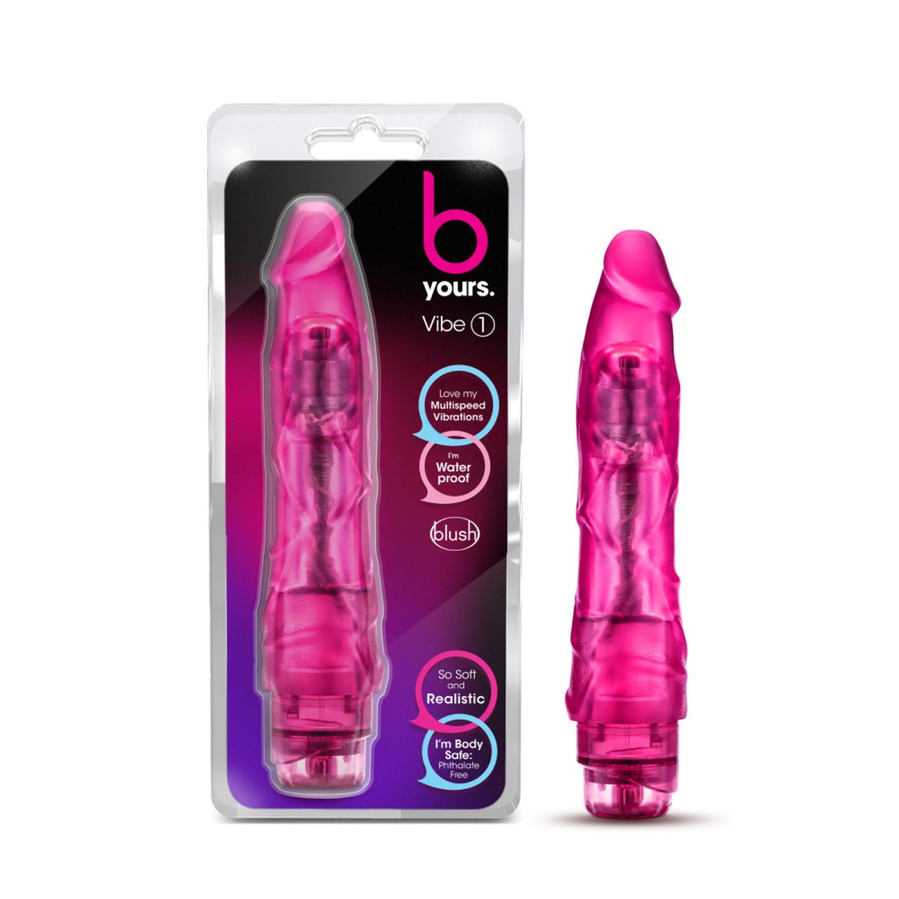 B Yours By Blush | Vibe #1 Realistic Pink 9-Inch Long Vibrating Dildo