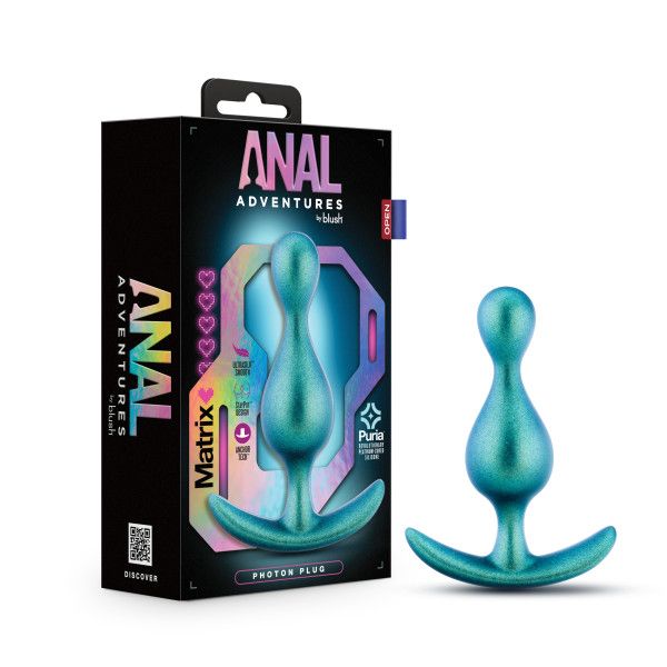 Anal Adventures Matrix By Blush | The Photon Plug: 4.5 inch Smooth Tapered Butt Plug in Neptune Teal | With Stayput Technology & AnchorTech Base