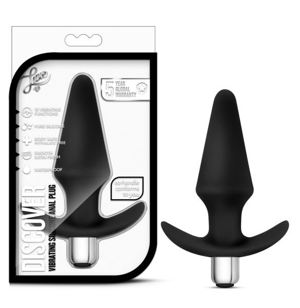 Luxe By Blush | Discover Black 5-Inch Vibrating Anal Plug With Handle