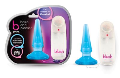 B Yours By Blush | Basic Pleaser Remote-Control Blue 4.25-Inch Vibrating Anal Plug