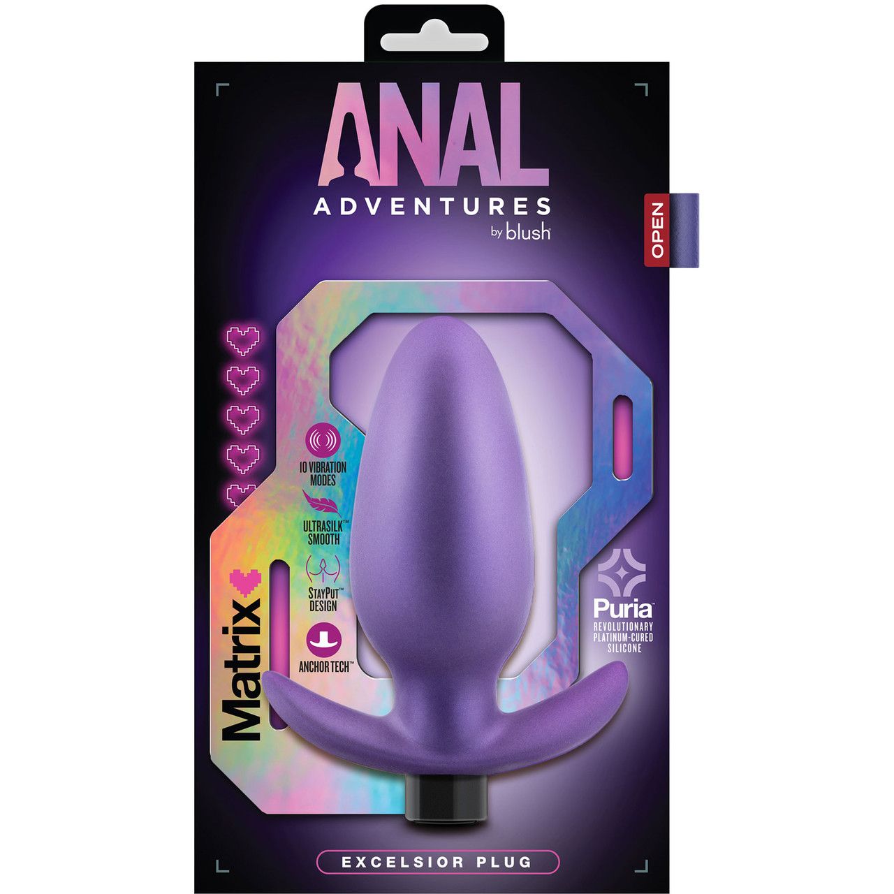 Anal Adventures Matrix By Blush | Excelsior Plug: Tapered Tip Widens For Filling Sensations in Astro Violet | With Stayput Technology & AnchorTech Base