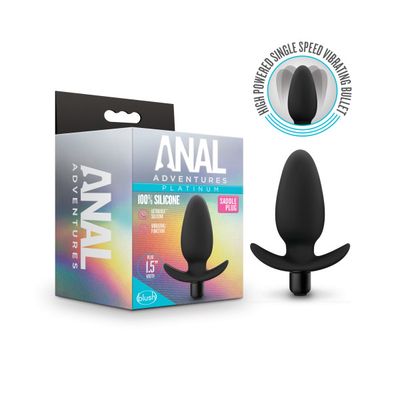 Anal Adventures�Platinum By Blush | Saddle Black 4.5-Inch Vibrating Anal Plug