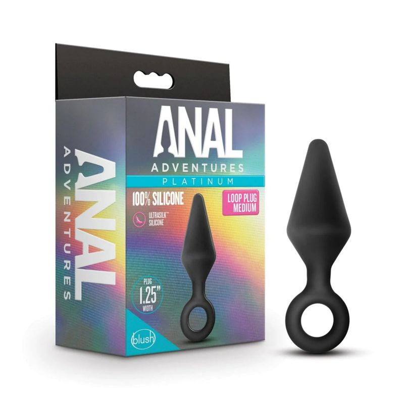 Anal Adventures Platinum By Blush | Loop Black 4.5-Inch Anal Plug