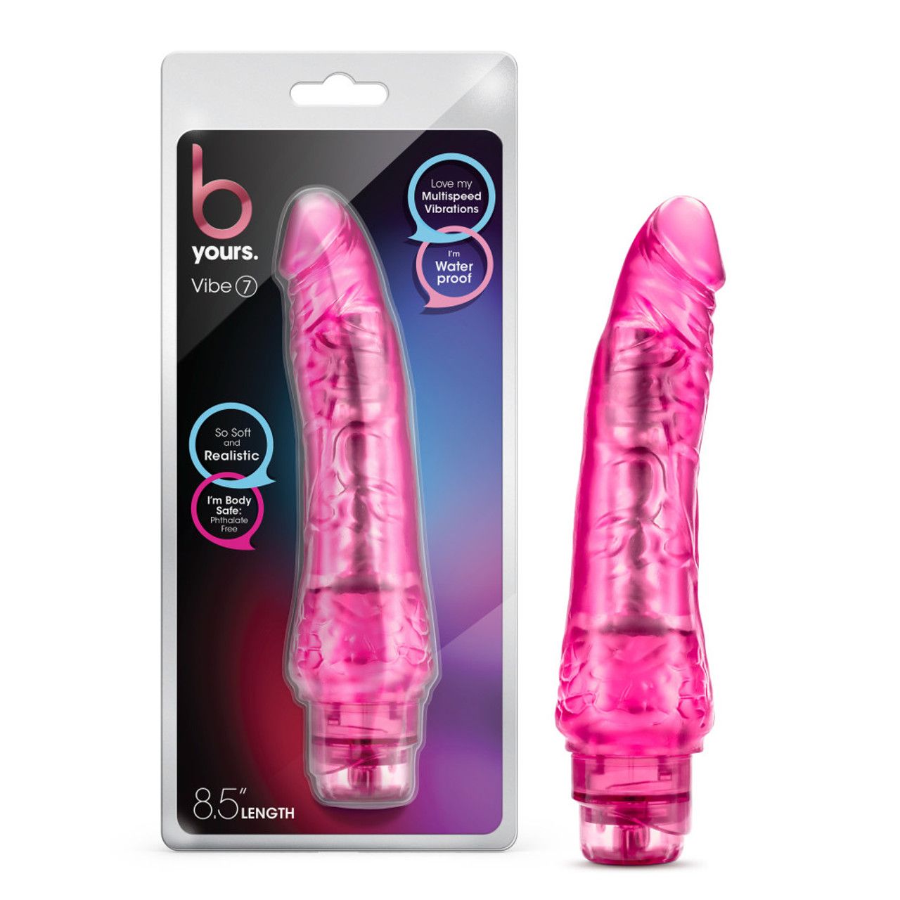 B Yours By Blush | Vibe 7 Realistic Pink 8.5-Inch Long Vibrating Dildo