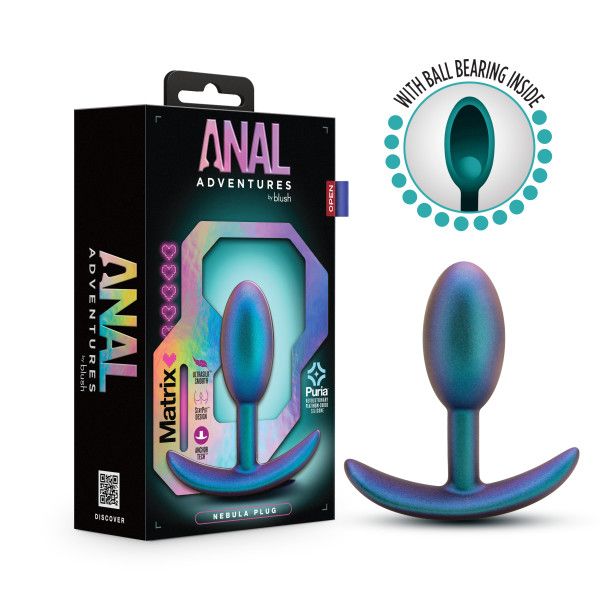 Anal Adventures Matrix By Blush | The Nebula Plug: 3.5 inch Vibrating Inner Ball Butt Plug in Lunar Blue | With Stayput Technology & Anchortech Base Anal Adventures Matrix By Blush | The Nebula Plug: 3.5 inch Vibrating Inner Ball Butt Plug in Lunar Blue | With Stayput Technology & Anchortech Base