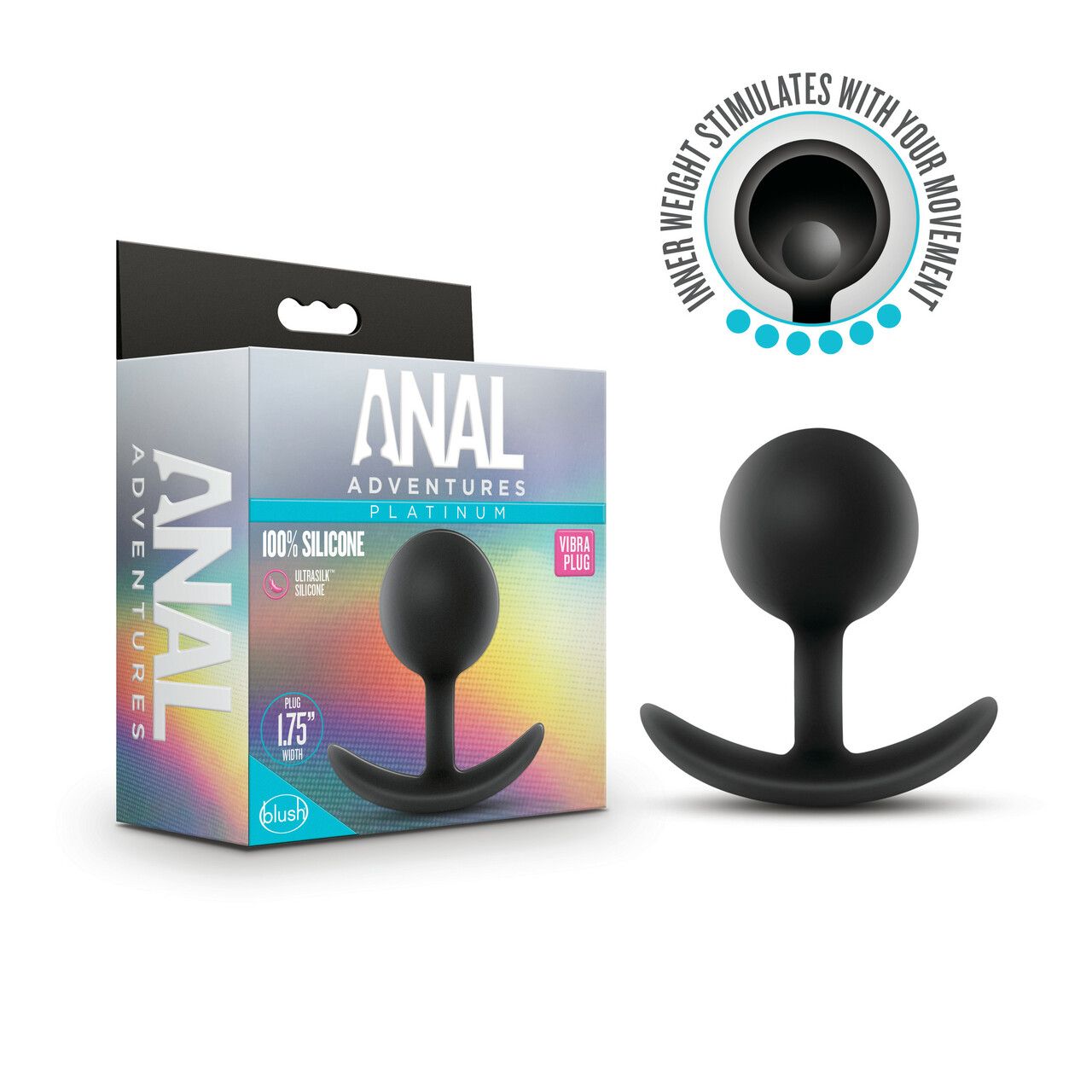 Anal Adventures Platinum By Blush | Vibra Black 3.5-Inch Anal Plug