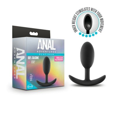 Anal Adventures Platinum By Blush | Vibra Slim Black 4-Inch Anal Plug