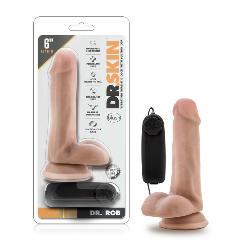 Dr. Skin By Blush | Dr. Rob Realistic Vanilla 6.5-Inch Long Remote Control Vibrating Dildo With Suction Cup Base