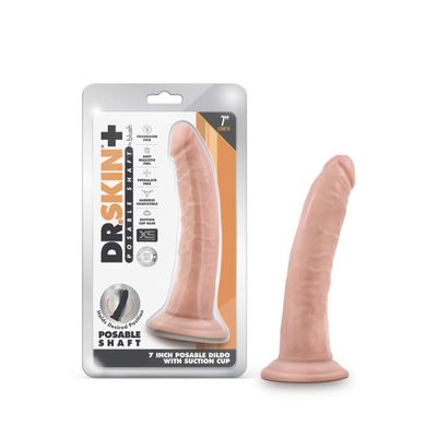 Dr. Skin Plus By Blush | Realistic Vanilla 7.5-Inch Long Soft Yet Erect & Posable Dildo With Suction Cup Base