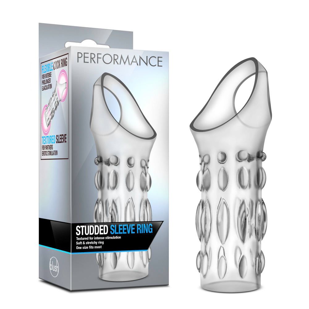 Performance By Blush | Clear Stretchy Studded Penis Sleeve Ring
