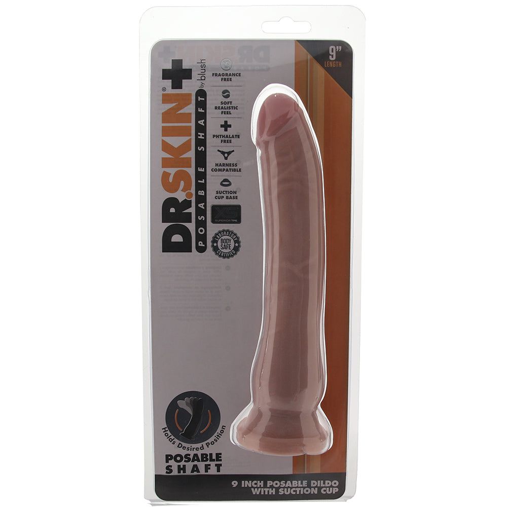 Dr. Skin Plus By Blush | Realistic Vanilla 9-Inch Long Soft Yet Erect & Posable Dildo With Suction Cup Base