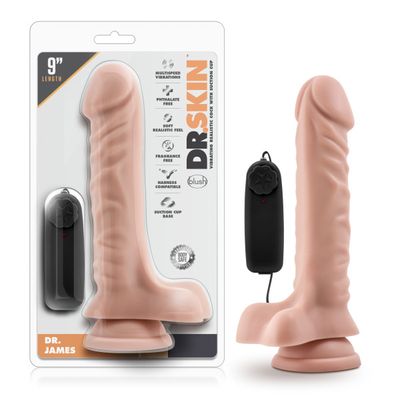 Dr. Skin By Blush | Dr. James Realistic Vanilla 9-Inch Long Remote Control Vibrating Dildo With Suction Cup Base