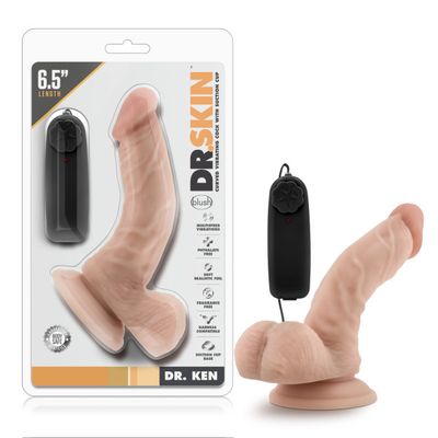 Dr. Skin By Blush | Dr. Ken Realistic G-Spot Vanilla 6.5-Inch Long Remote Control Vibrating Dildo With Suction Cup Base
