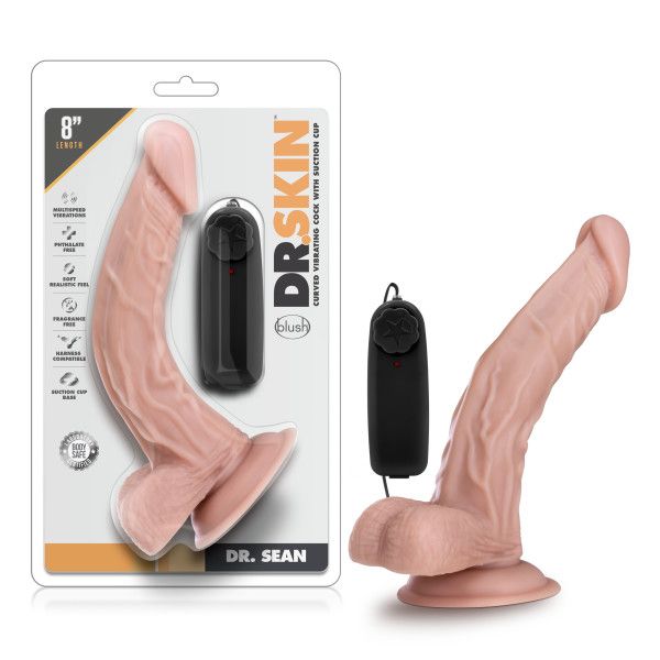 Dr. Skin By Blush | Dr. Sean Realistic G-Spot Vanilla 8-Inch Long Remote Control Vibrating Dildo With Suction Cup Base