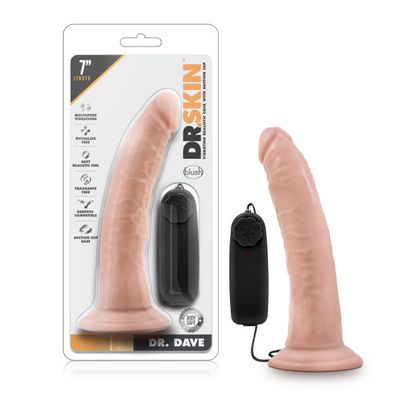 Dr. Skin By Blush | Dr. Dave Realistic Vanilla 7.5-Inch Long Remote Control Vibrating Dildo With Suction Cup Base