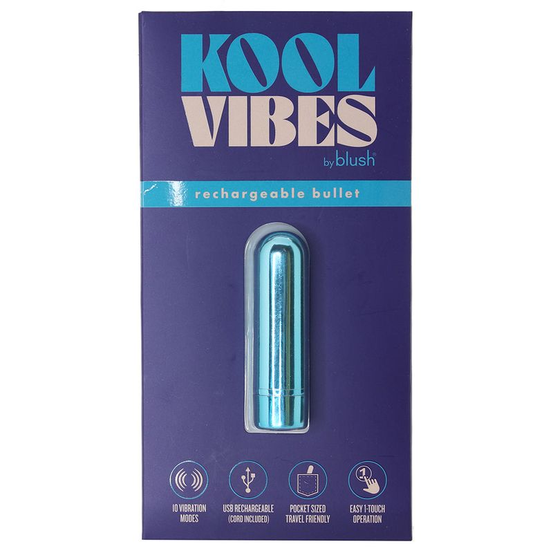 Kool Vibes By Blush | Discreet & Travel-Friendly Mini Bullet Vibrator - 10 Vibration Modes Clitoral Stimulator - Blueberry