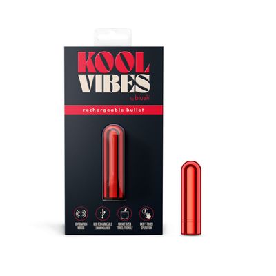 Kool Vibes By Blush | Discreet & Travel-Friendly Mini Bullet Vibrator - 10 Vibration Modes Clitoral Stimulator - Cherry