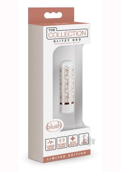 The Collection Glitzy Geo Rechargeable Bullet, 2.5", Rose Gold