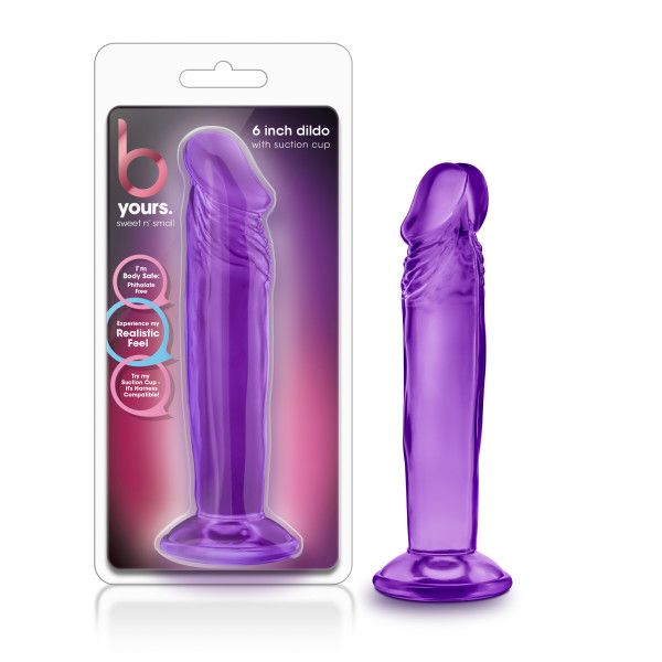 B Yours By Blush | Sweet N' Small 6 Realistic Purple 6.5-Inch Long Dildo With Suction Cup Base