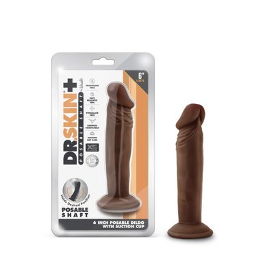 Dr. Skin Plus By Blush | Realistic Chocolate 6.5-Inch Long Soft Yet Erect & Posable Dildo With Suction Cup Base