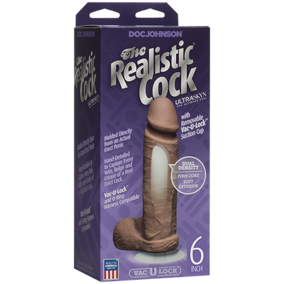 Realistic Cock Ultraskyn Brown 6in