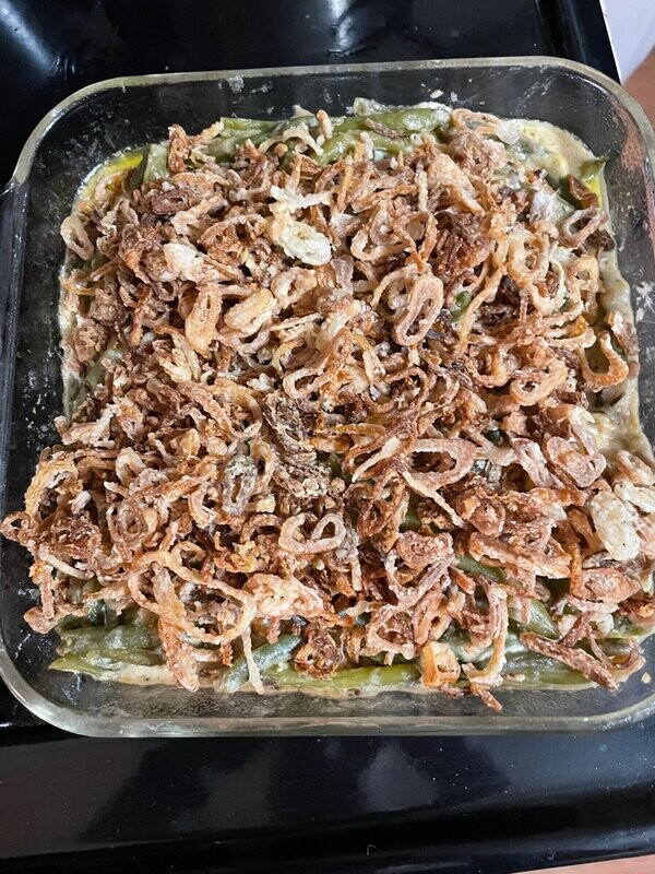 Green Bean and Wild Mushroom Casserole with Crispy Shallots