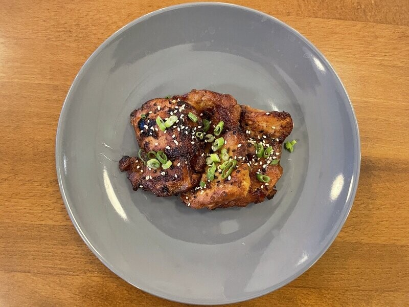 Sticky Ginger Chicken with Coconut-Ginger Rice and Grilled Teriyaki Vegetables