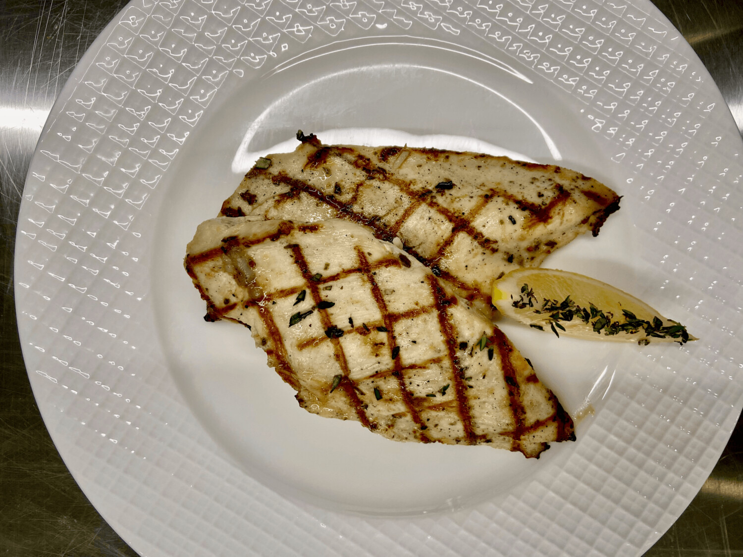 Lemon Herb Grilled Chicken with Farro Salad and Roasted Asparagus