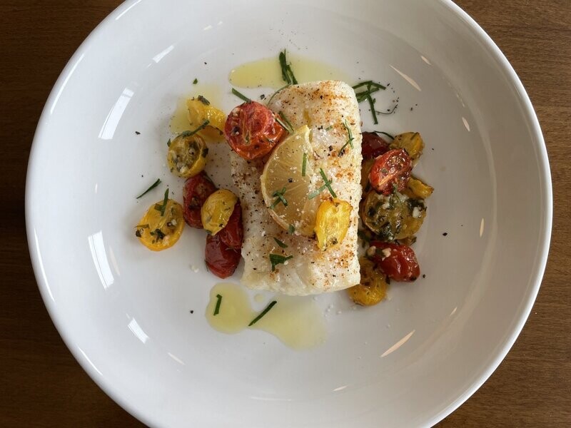 Baked Cod with Roasted Tomatoes