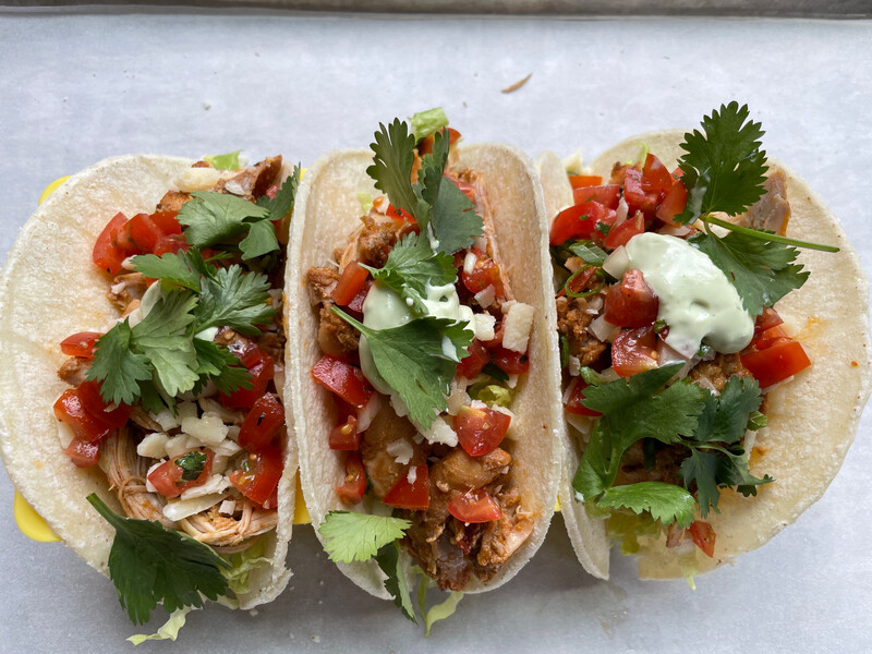 Beef Tacos (3) served Spanish Rice