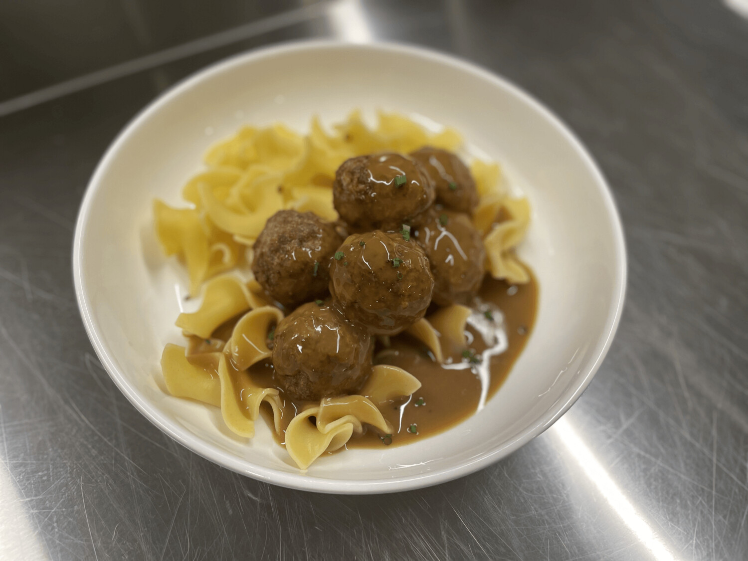 Swedish Meatballs with Mashed Potatoes and Roasted Seasonal Vegetables