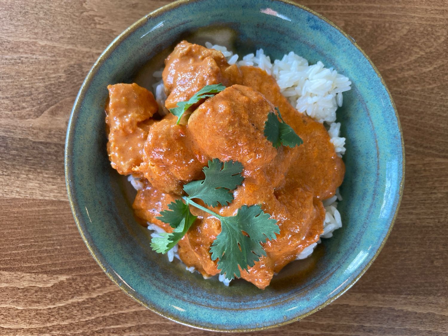 Butter Chicken with Steamed Basmati Rice and Roasted Broccoli with Chilies