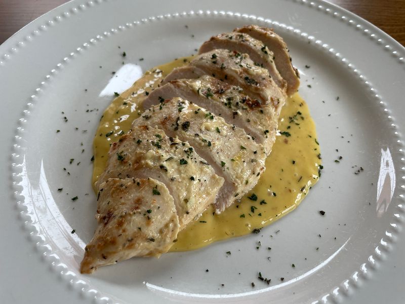 Honey - Dijon Baked Chicken with Loaded Mashed Potatoes and Roasted Asparagus